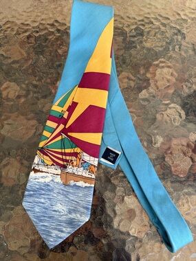 Vintage Polo Ralph Lauren Tie Sailboat Racing 100% Silk Handmade In USA Rare